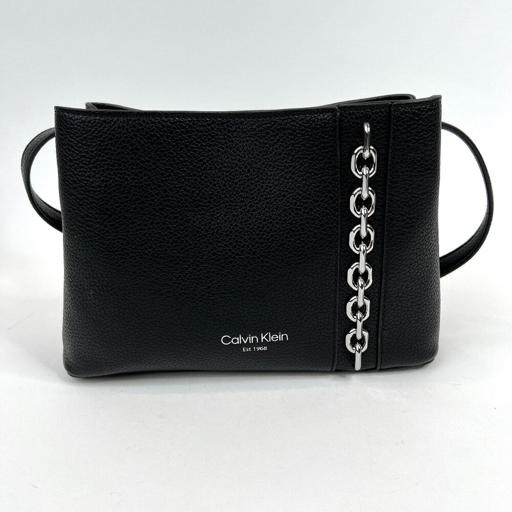 Calvin Klein Adeline Triple Compartment Crossbody, Black/Silver